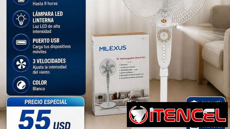 ventilador recargable Milexus de color blanco. grupo 2 💯