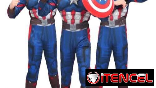 Trajes d spaiderman, capitan America, Paul Patrol, Merlina