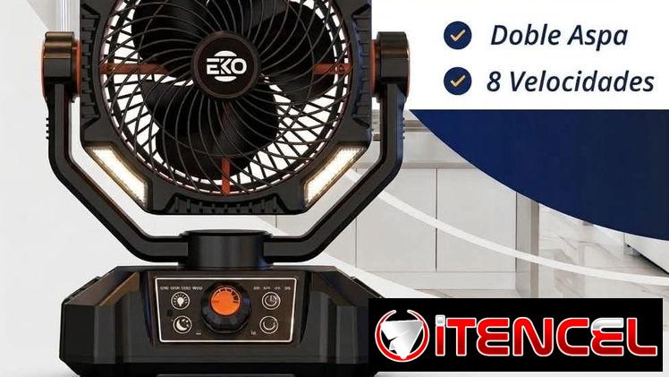 Ventilador Recargable EKO modelo F6. 20 000 mah Precio 55 usd   – 8 velocidades  – Doble Aspa – Puerto carga Usb