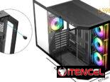 Chasis Gaming Semi panorámico DIYPC ARGB-N3-BK + 4 fanes ARGB 120mm, NUEVO en caja