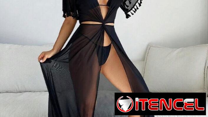 Pareo de playa negro nuevo en su nylon