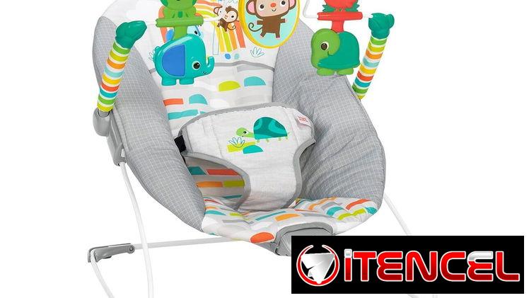 Asiento mesedor para bebé con vibración relajante y juguetes. Mesedora para bebé. 2x Baterías recargables incluidas