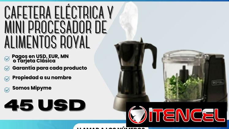☕️ CAFETERA ELÉCTRICA Y MINI PROCESADOR DE ALIMENTOS ROYAL 🥗  💰 Precio: $45
