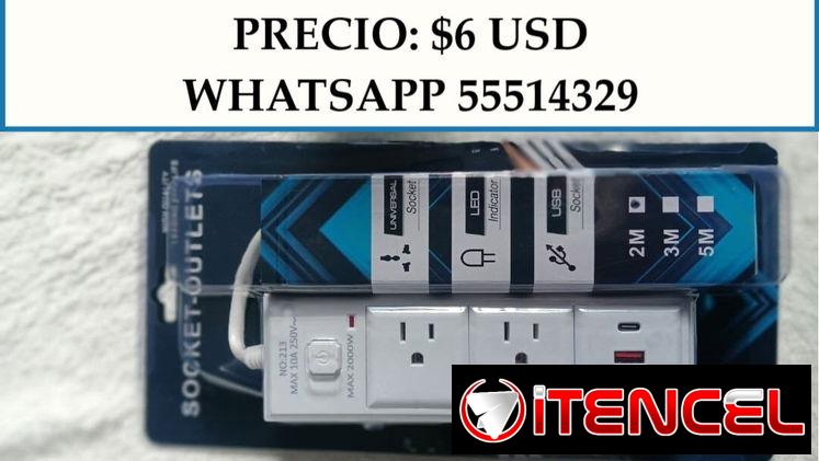 REGLETA ELÉCTRICA CON ENCHUFE UNIVERSAL, ENTREGA DE FACTURA. VARIEDAD DE REGLETAS, EXTENSIONES Y PROTECTORES DE VOLTAJE