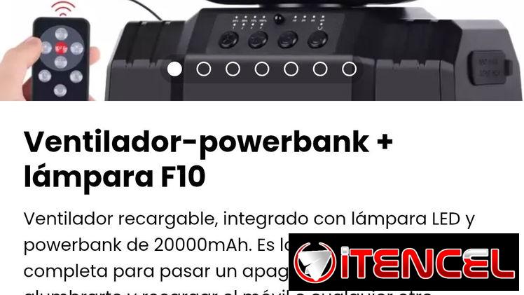 Ventilador-powerbank + lámpara F10. Nuevo