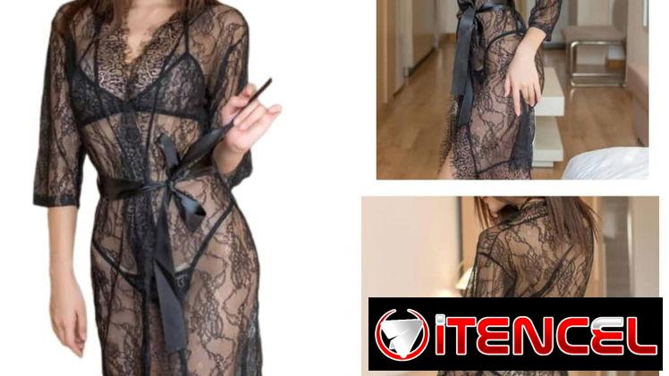 Lenceria de 3 piezas color negro. Unica talla