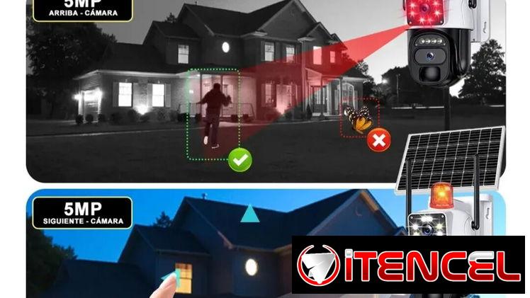 Cámara de seguridad solar/2 lentes 10 MPX/ Wifi/exterior e interior