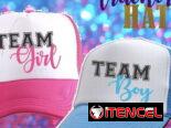 Artículos personalizados para revelación de sexo : llaveros Pullovers toppers vasos gorras carteles