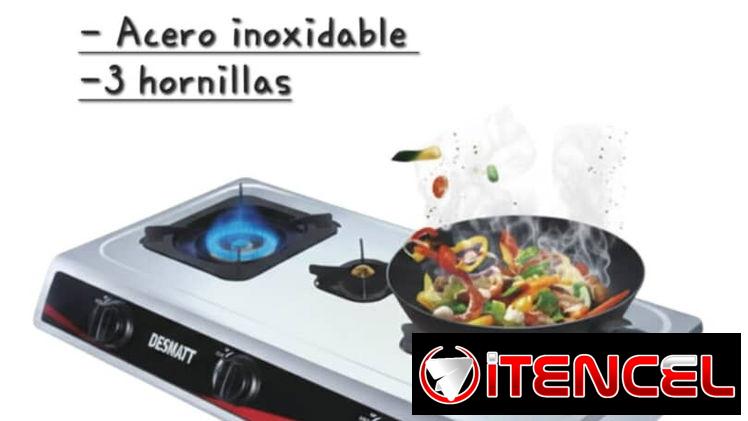 Cocina de gas desmat de 3 quemadores con Magneto(factura, mensajería, garantía) 53220916