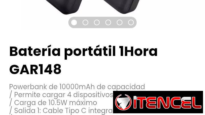 Batería portátil 1Hora GAR148 Powerbank de 10000mAh de capacidad