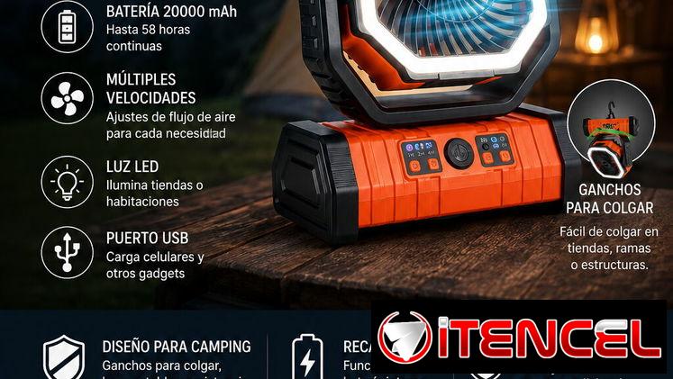 Ventilador Recargable camping Royal 2000mah 50 usd