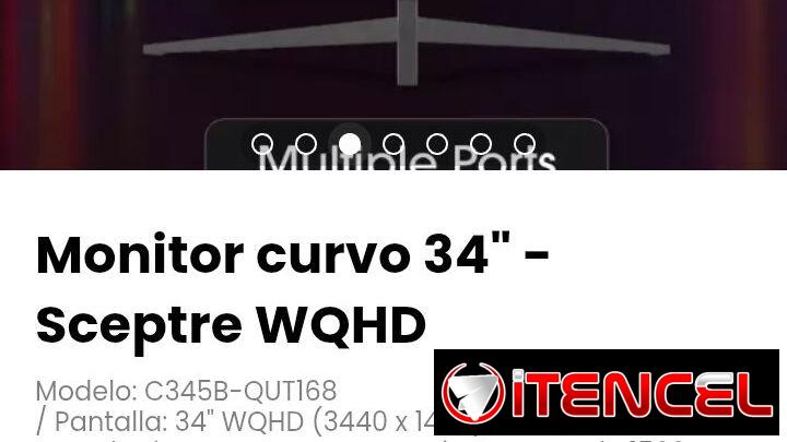 Monitor curvo 34″ – Sceptre WQHD Modelo: C345B-QUT168