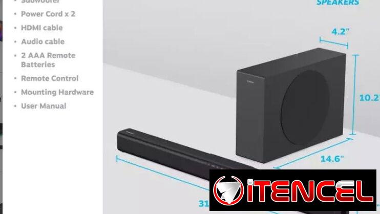 Sistema de audio 2.1 equipado con una barra de 31.5″ y un subwoofer de 4.2″//ELEMENT//120 W//Bluetooth y HDMI//Nuevo