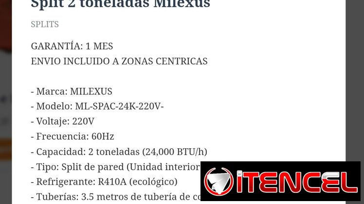 Split de 2 toneladas Milexus 650 usd