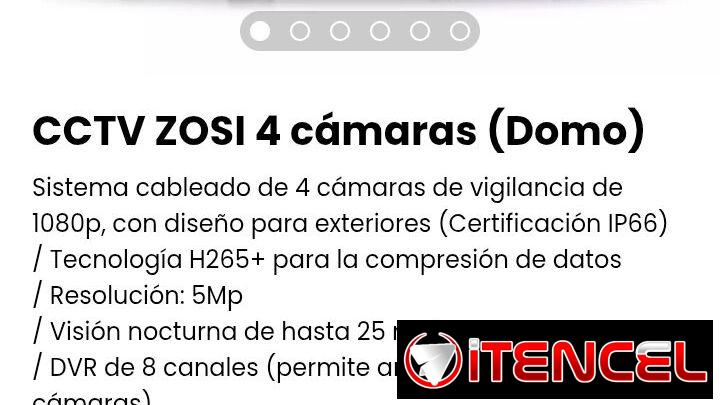 CCTV ZOSI 4 cámaras (Domo). Nuevas a estrenar