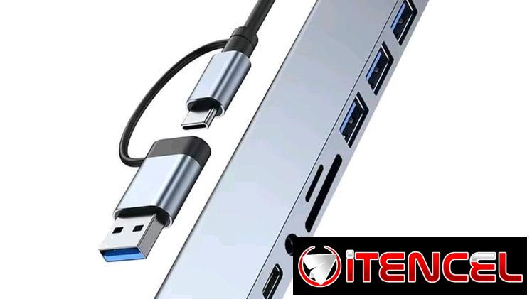 Hub USB tipo c y Tipo a 8 en 1
