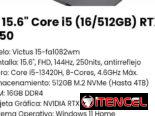 HP 15.6″ Core i5 (16/512GB) RTX 4050. Modelo: Victus 15-fa1082wm.NVIDIA RTX 4050 GDDR6 6GB. Nueva con garantía