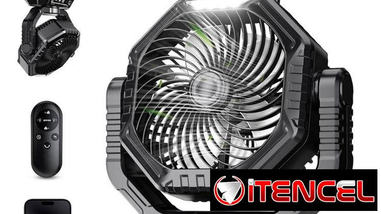 🌀Ventilador portátil recargable TT-15 (20000 mAh)con luz , cargador y temporizador