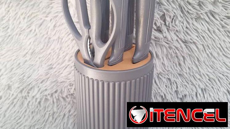 Set de cuchillos de 6 piezas con base plastica marca KUNSION hoja dura en 10000cup