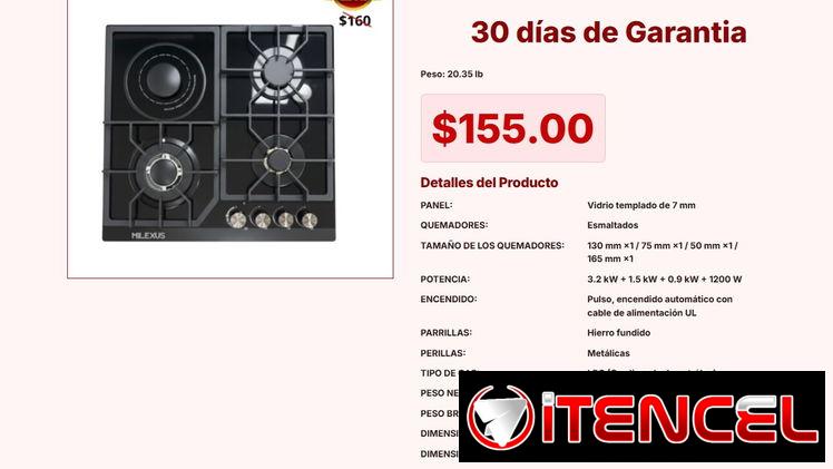 COCINA EMPOTRADA DE GAS E INFRARROJO MILEXUS VPT#-0093