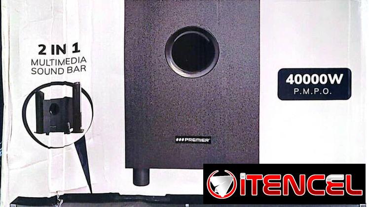 barra de sonido c/subwoofer usb/bt/tf/aux/hdmi/optica con control remoto marca Premier 53750952 5550641