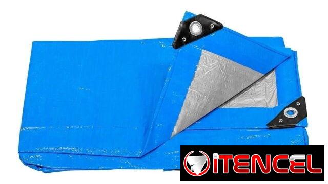 Lona de rafia azul con ojetes. 2×3 metros, 30usd