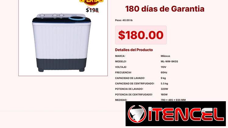Optimiza tu tiempo con la Lavadora Semiautomática Milexus de 180 USD VPT#-0181