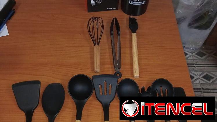 JUEGO DE UTENSILIOS DE COCINA DE 12 PIEZAS NEGROS. ENTREGA DE FACTURA. VARIEDAD DE ÚTILES DEL HOGAR, FERRETERÍA, ETC
