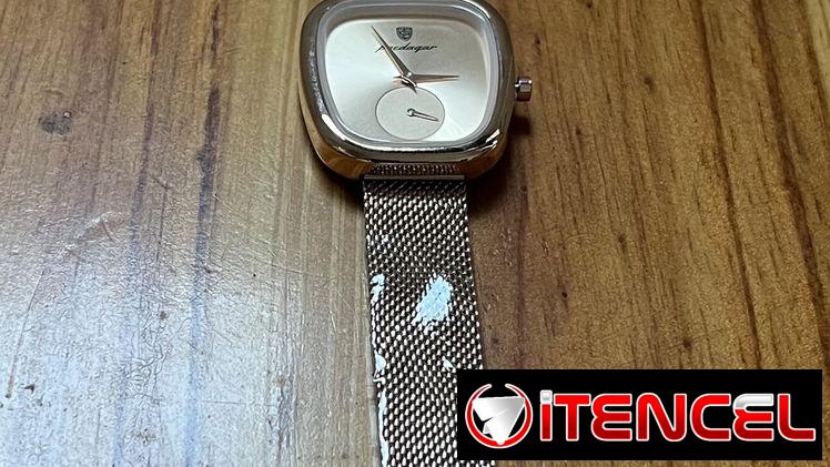 Reloj dorado champaña, de mujer, de cuarzo, elegante. Ideal para trabajo, citas, eventos casuales y formales.