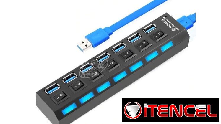 Extensor usb 7 Puertos con cable USB 3.0 2 metros de cable GANGA