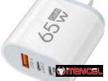 Cargador de 65W/ USB y tipo C.