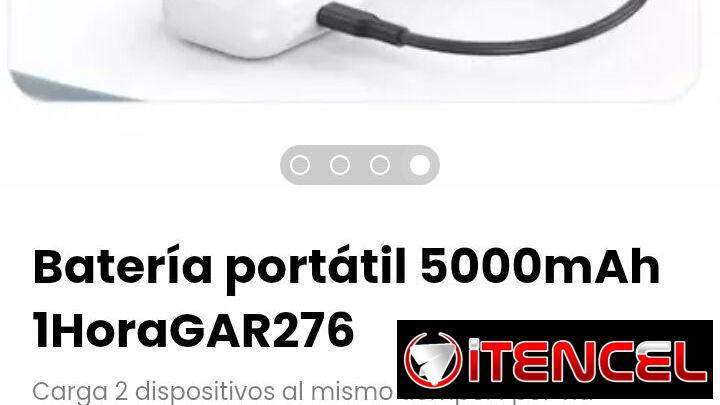 Batería portátil 5000mAh 1HoraGAR276. Modelo: 1Hora GAR276