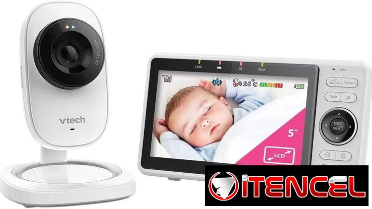 Monitor de bebé inteligente con pantalla de 5″, resolución 1080p, Wi-Fi, acceso remoto, visión nocturna automática