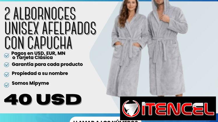 2 albornoces unisex afelpados con capucha