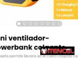 Mini ventilador-powerbank colgante. Cable de carga incluido