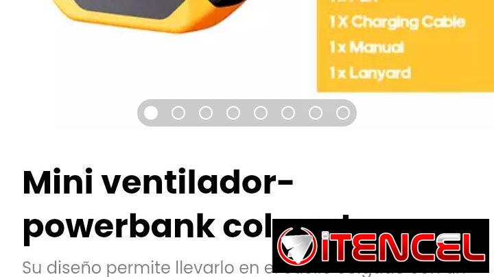 Mini ventilador-powerbank colgante. Cable de carga incluido