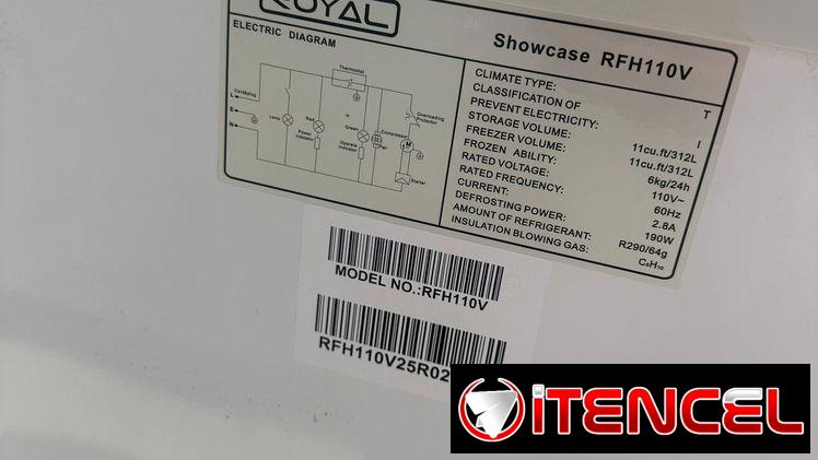 Heladera exhibidora de 11 pies marca Royal con regulador de voltaje nueva