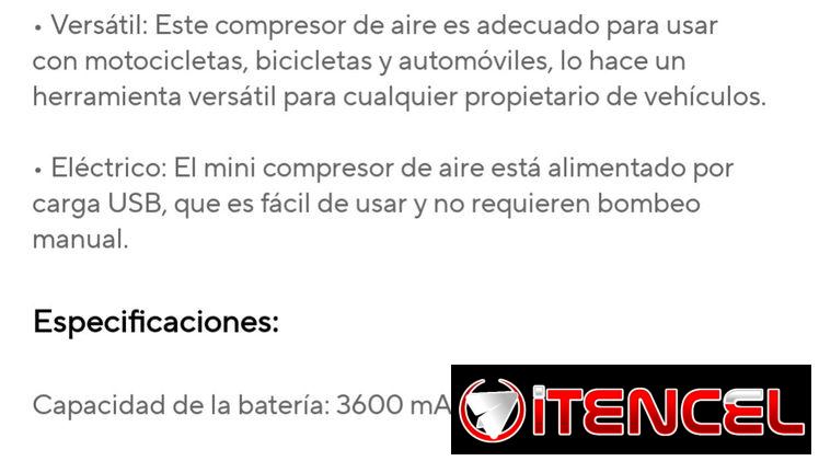 Compresor de aire eléctrico portable con varias funcionalidades ( 50 USD)