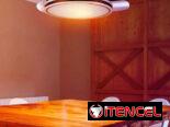 Ventilador de techo 42 pulgadas Aspas Transparentes plegables Lámpara LED Bocina con Bluetooth y Mando $130 USD Transpo
