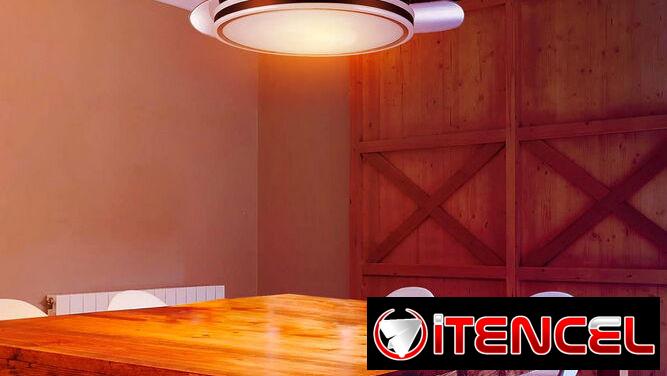 Ventilador de techo 42 pulgadas Aspas Transparentes plegables Lámpara LED Bocina con Bluetooth y Mando $130 USD Transpo