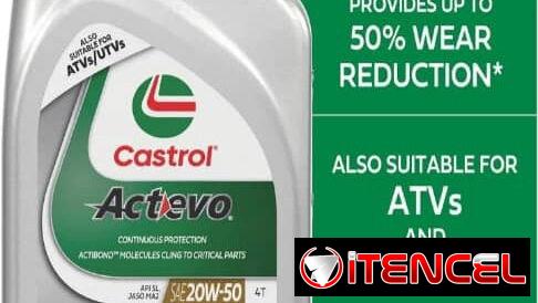 Aceite de Motor Castrol Actevo 20W50 para Motos 4 Tiempos, Pomo 946 ML