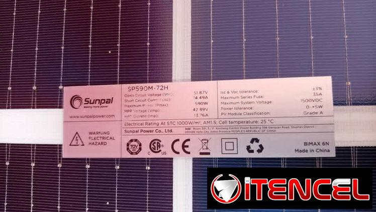 Paneles bifaciales de 590W garantía 15 días