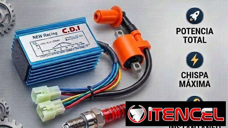 KIT DE ENCENDIDO RACING PARA MOTO GY6: CDI + BOBINA + BUJÍA