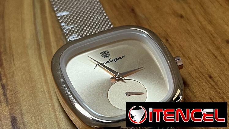 Reloj dorado champaña, de mujer, de cuarzo, elegante. Ideal para trabajo, citas, eventos casuales y formales.