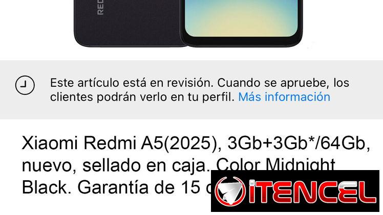 ✅ Redmi A5, 3Gb+3Gb*RAM 64GbROM, nuevo y sellado en caja. Color Midnight Black. Garantía de 15 días contra defectos.