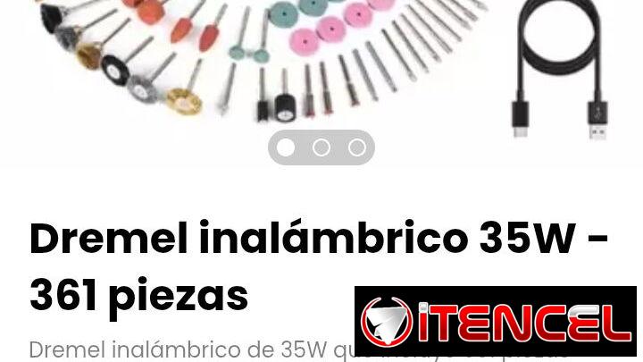 Dremel inalámbrico 35W – 361 piezas. / 3 velocidades: 8500 -16500 – 21000 rpm