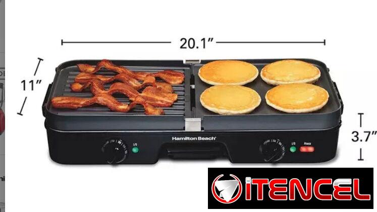 Parrilla eléctrica – Hamilton Beach-utilizarble como parrilla,  plancha o como ambos a la vez-Nueva