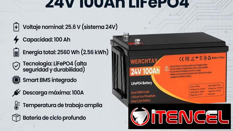 Batería Werchtay 24V 100Ah LiFePO4