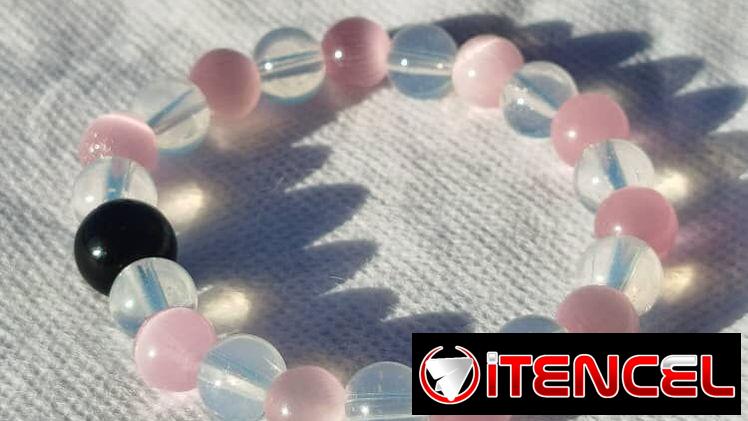 Pulsera de Piedra lunar, Ojo de gato rosa y Onix