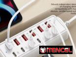 Extensión de 12 puertos carga rápida a USB